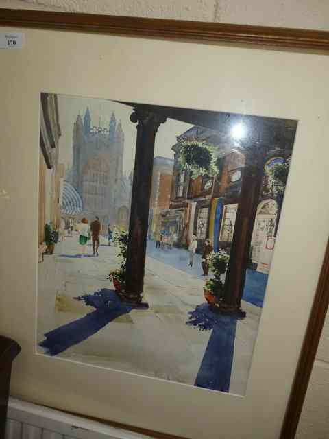 Appraisal: DESMOND ROSSER SMITH LATE TH CENTURY Bath Abbey watercolour signed