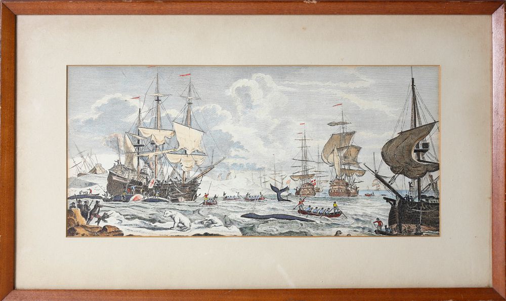 Appraisal: English Hand Colored Whaling Engraving th Century English Hand Colored