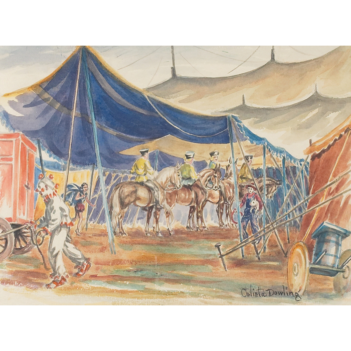 Appraisal: Colista Dowling American - ''Circus Preparations '' c watercolor ''