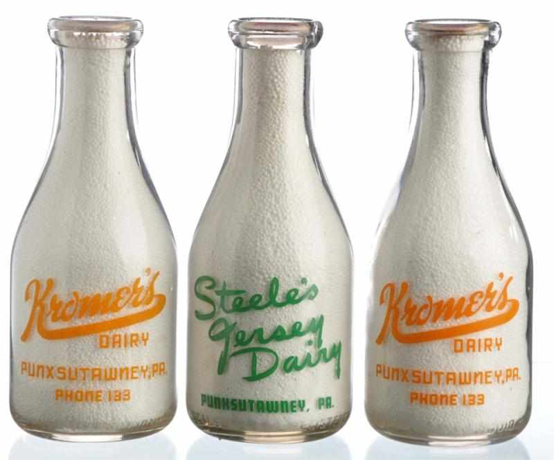 Appraisal: Lot of Punxsutawney PA Milk Bottles Condition Near Mint Size