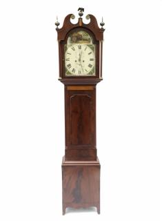 Appraisal: Mahogany Grandfather Clock th century Grandfather clock with brass finials