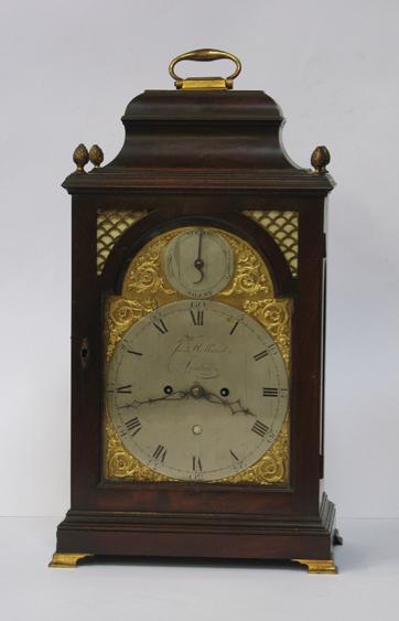 Appraisal: A GEORGE III MAHOGANY CASED BRACKET CLOCK the silvered dial