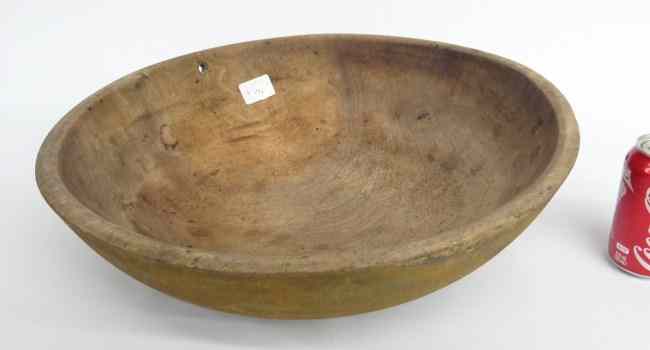 Appraisal: th c wooden bowl in old yellow paint ' Diameter