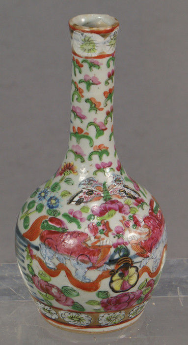 Appraisal: Chinese Export blue and white vase w Famille Rose clobbering