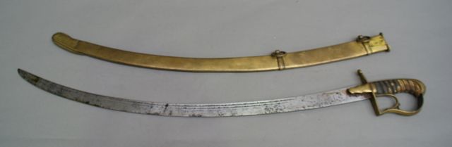 Appraisal: European Cavalry sword inch multi fullered curved blade with brass