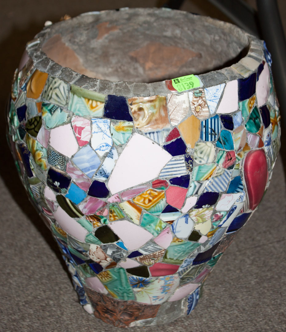 Appraisal: Large vase decorated with ceramic chips