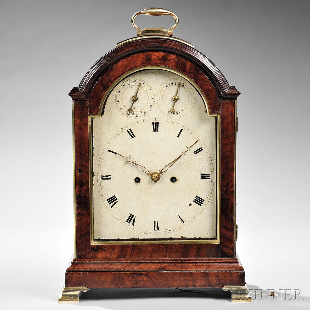 Appraisal: English Mahogany Bracket Clock early th century dome-top case with