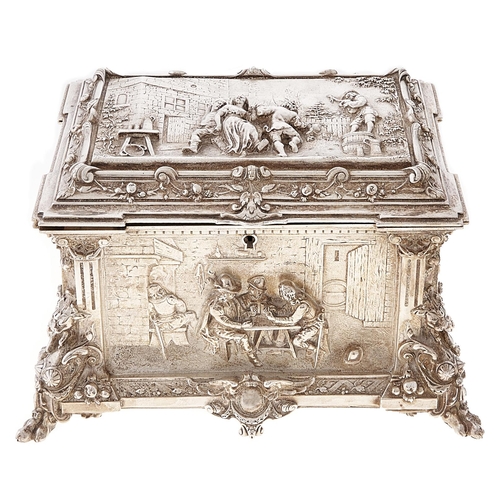 Appraisal: A French electrotype jewel casket late th c formed in