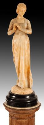 Appraisal: An Art Nouveau alabaster figure of a maiden with her