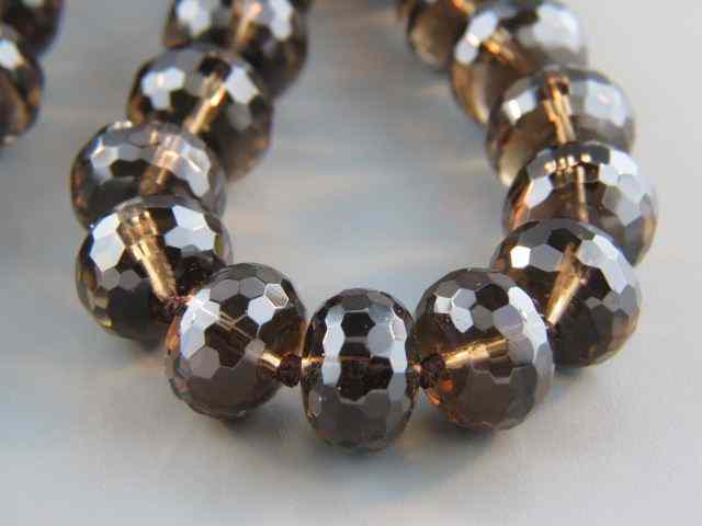 Appraisal: Smokey Quartz Bead Necklace faceted gems mm '' long sterling