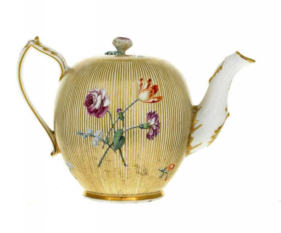 Appraisal: A DERBY OVOID TEAPOT AND COVER after a Frankenthal original