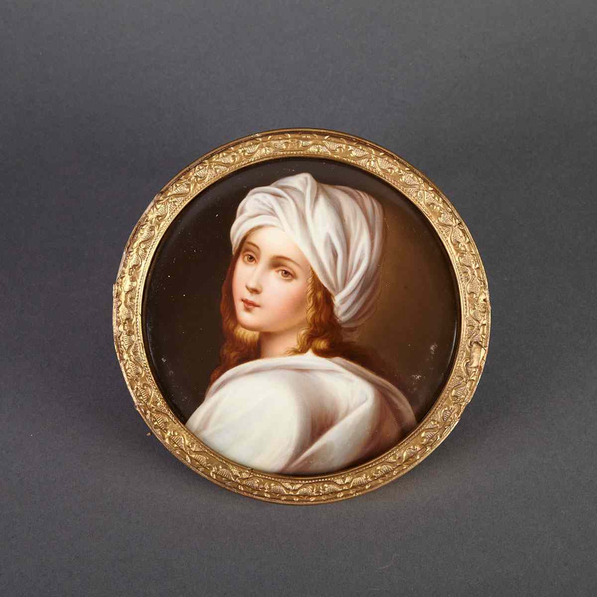 Appraisal: Firenze Circular Plaque of Beatrice Cenci after Guido Reni c