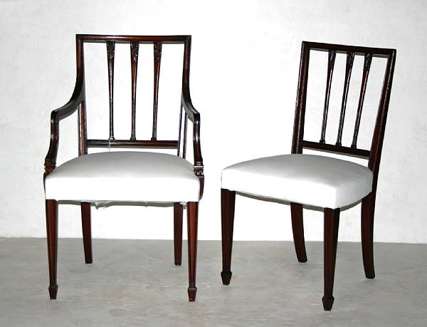 Appraisal: A set of six Swedish Neoclassical style chairs comprising one