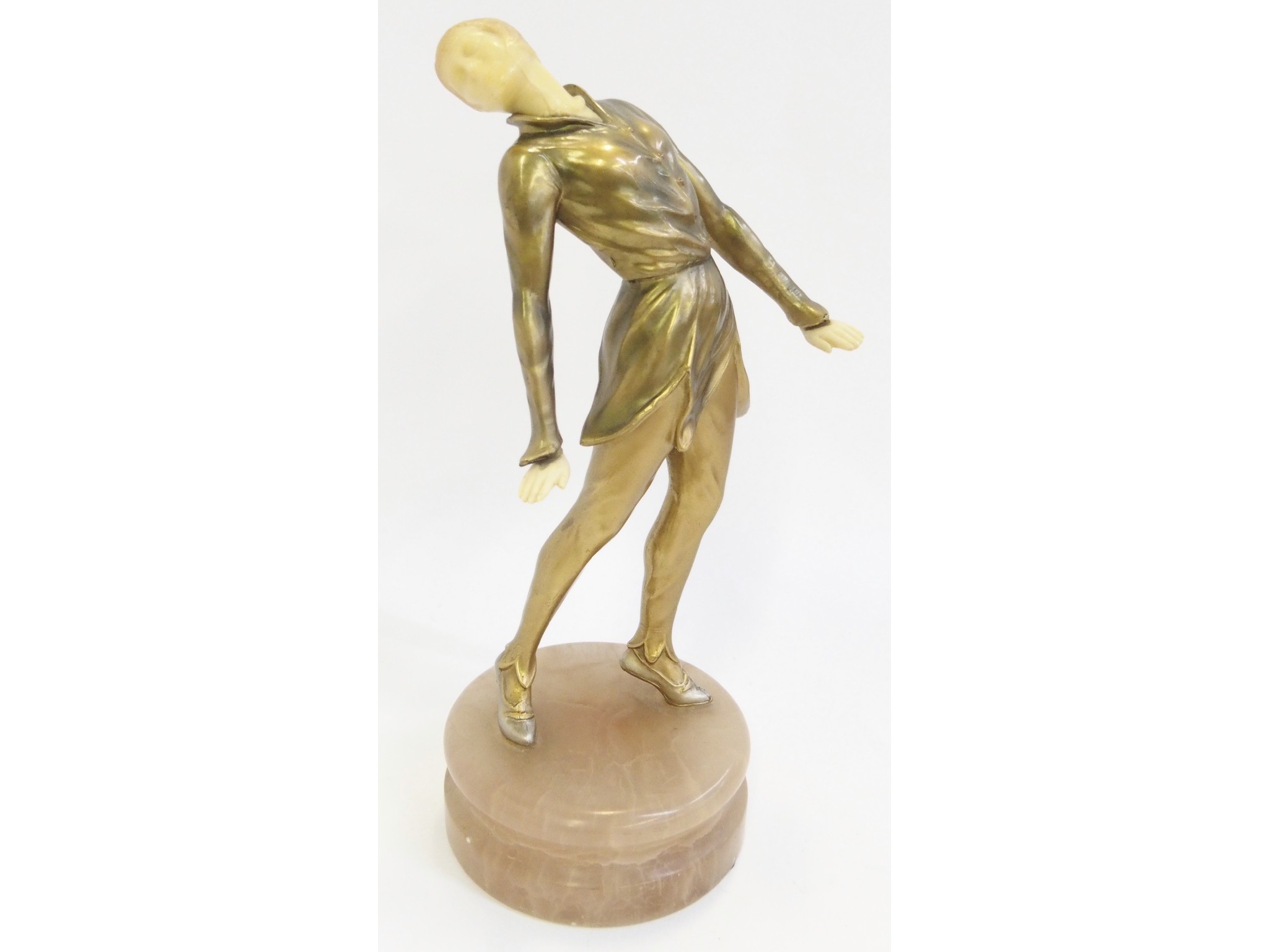 Appraisal: Art Deco resin and spelter figure of a lady