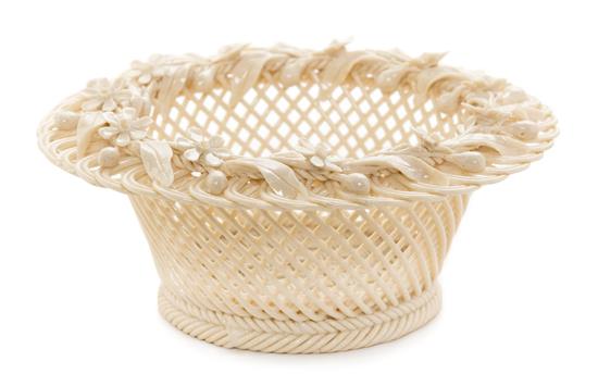 Appraisal: Sale Lot A Belleek Porcelain Basket - of circular reticulated