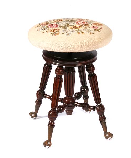 Appraisal: A needlepoint upholstered stool height in diameter in