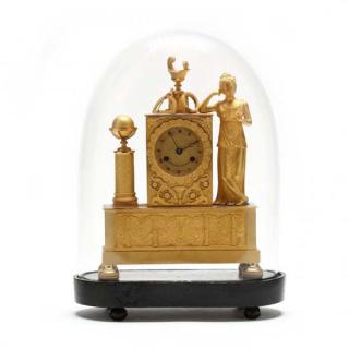 Appraisal: French Dore Bronze Figural Mantel Clock th century the dial