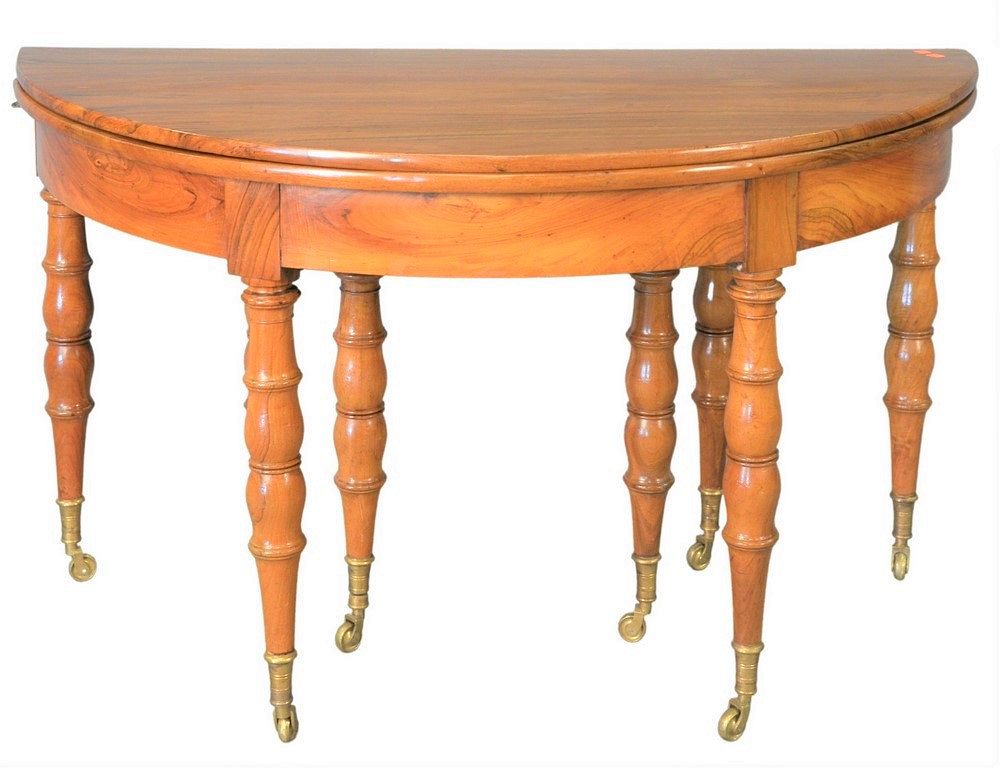 Appraisal: Demilune Extension Table on eight legs with brass capped feet