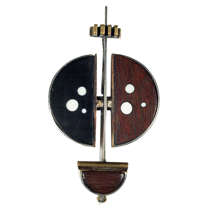 Appraisal: Peter Macchiarini pin USA brass ebony and rosewood with ivory