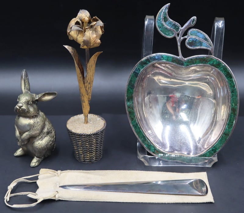 Appraisal: STERLING ASSORTED DESK ITEMS AND OBJECTS D'ART Includes a Tiffany