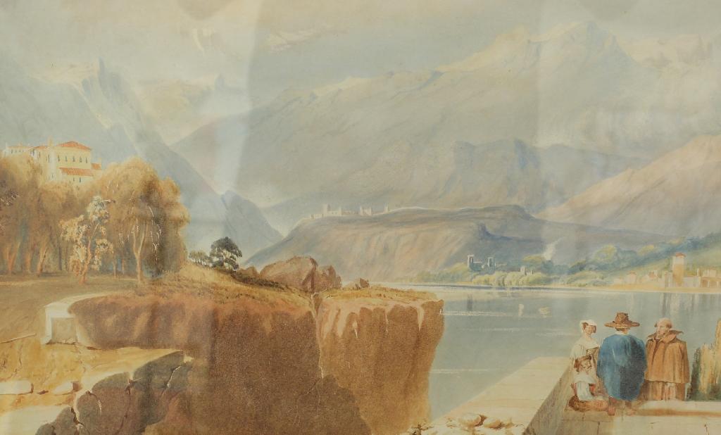 Appraisal: AFTER JAMES BAKER PYNE - CONTINENTAL LAKE SCENE watercolour the