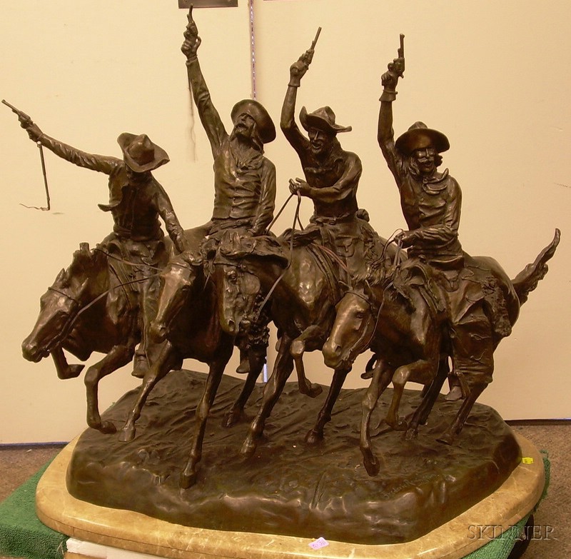 Appraisal: After Frederic Remington Bronze Sculpture Comin' Through the Rye on