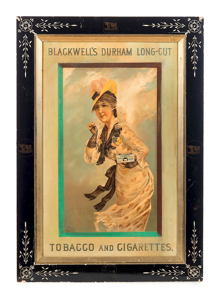 Appraisal: Rare Blackwell's Durham Tobacco Sign in Original Frame Measures tall