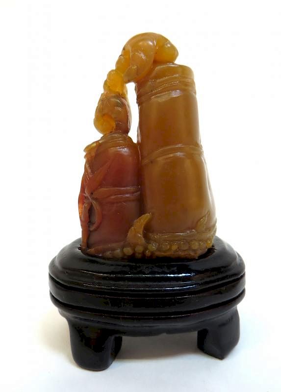 Appraisal: Tianhuang Sculpture With Stand Tianhuang Sculpture With Stand Description Carved