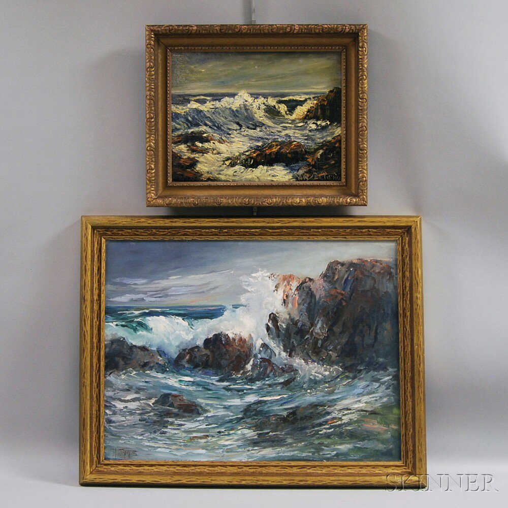 Appraisal: Continental or American School th Century Two Framed Seascapes One