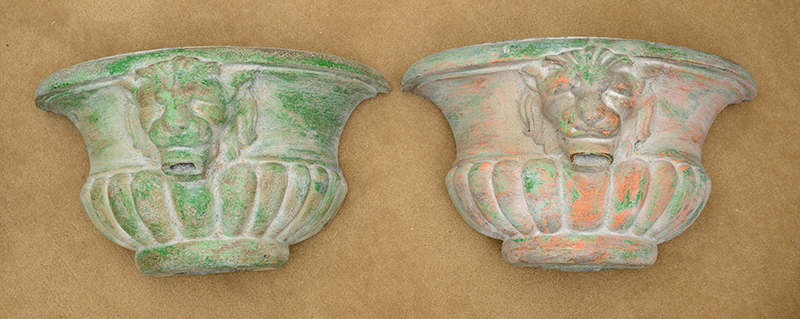 Appraisal: Pair of Painted Cast-Iron Wall Fountains x x in Estimate