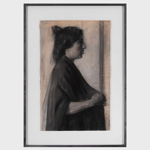 Appraisal: ANGELO MARIA CREPET - WOMAN IN PROFILEPastel and or charcoal