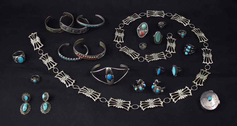 Appraisal: SOUTHWESTERN JEWELRY LOT A few highlights are - Cuff set