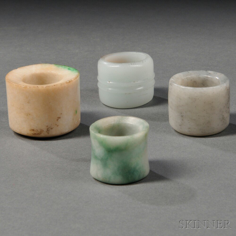 Appraisal: Four Stone Archer's Rings China th and th century one