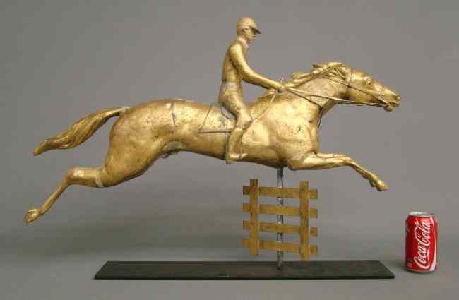 Appraisal: Horse and rider jumping over fence weathervane '' Length ''