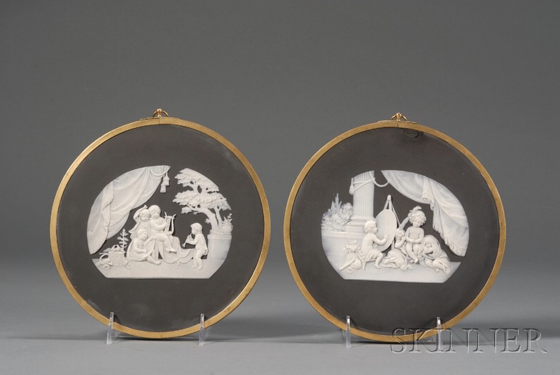 Appraisal: Pair of Wedgwood Solid Black Jasper Dip Plaques England th