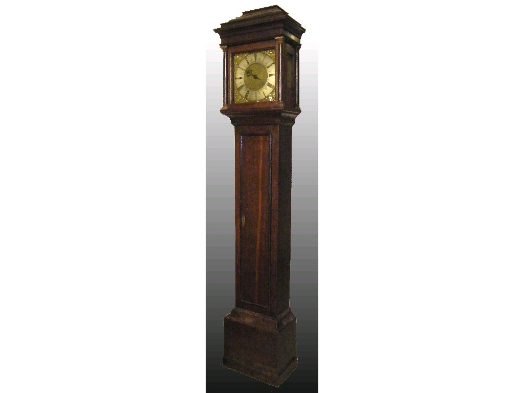 Appraisal: Good early oak thirty hour longcase clock the square brass