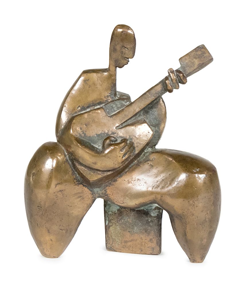 Appraisal: Elena Laveron Elena Laveron Spanish Guitarist Bronze with copper patina