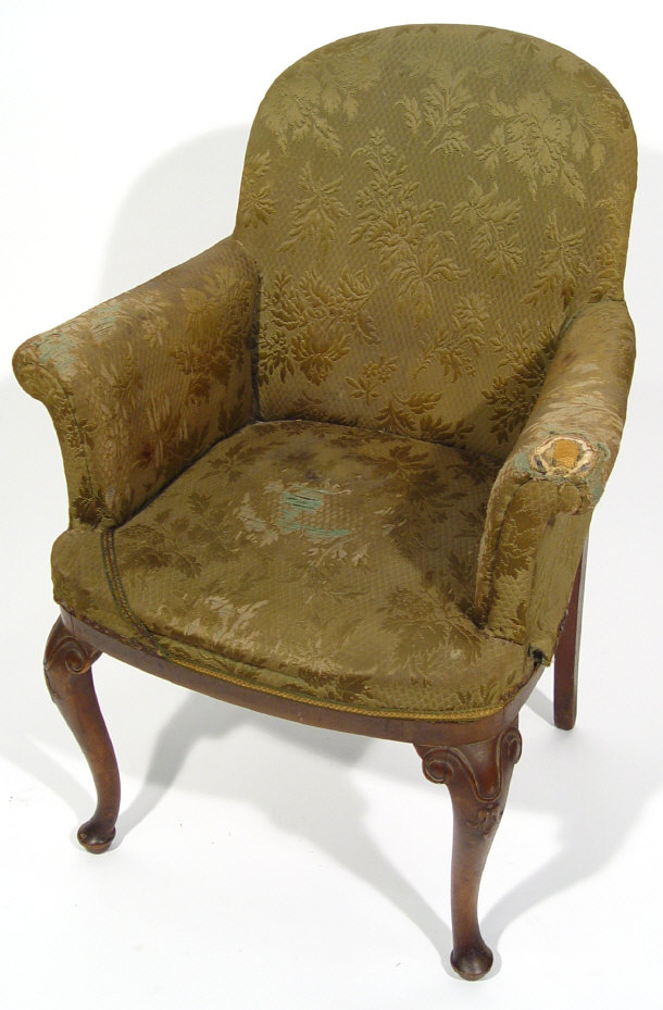 Appraisal: Victorian walnut framed bedroom chair with floral stuff over seat