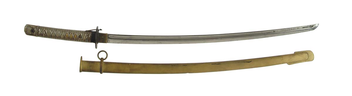 Appraisal: JAPANESE WWII NCO SWORD plated grooved blade Matching serial numbers