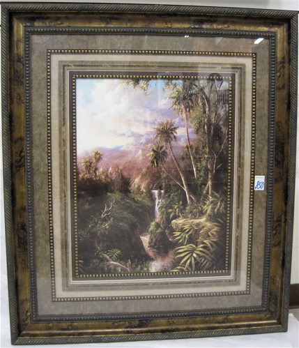 Appraisal: LARGE DECORATIVE COLOR PRINT titled verso Salto Del Angel by