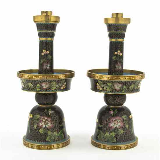 Appraisal: A Pair of Chinese Cloisonne Censers decorated with peonies on