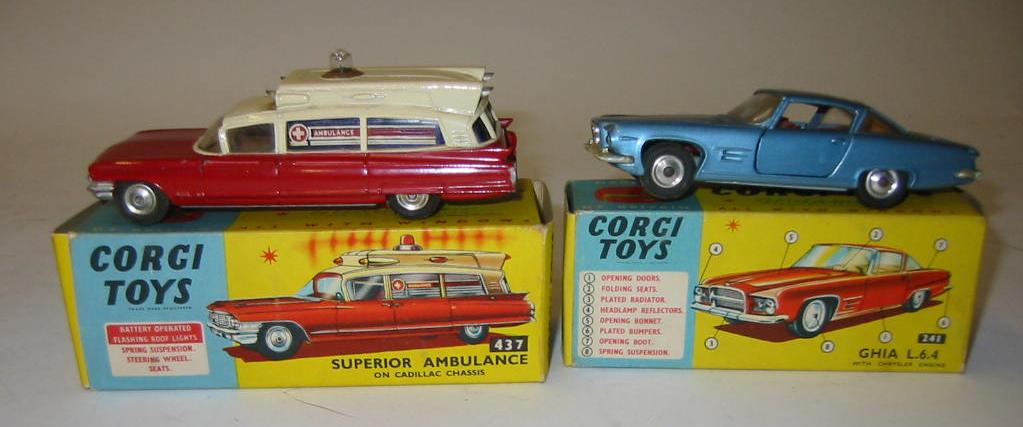 Appraisal: Chrysler Ghia L metallic silver blue and Superior Ambulance boxed