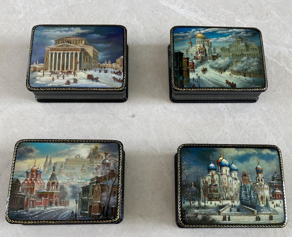 Appraisal: LOT OF RUSSIAN SOUVENIR LACQUER BOXES A lot of Russian