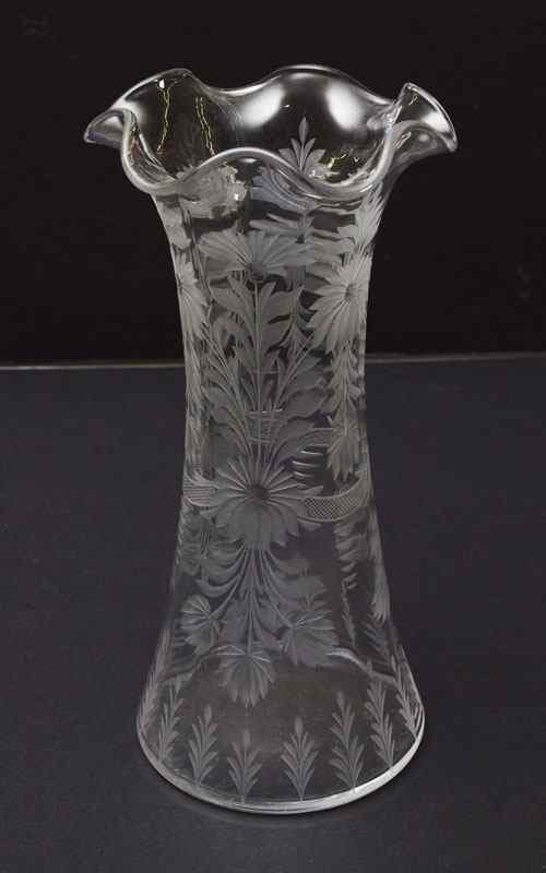 Appraisal: LIBBY AMERICAN BRILLIANT CUT GLASS VASE Floral motif signed on