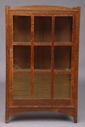 Appraisal: L J G STICKLEY MISSION OAK BOOKCASE The arched crest