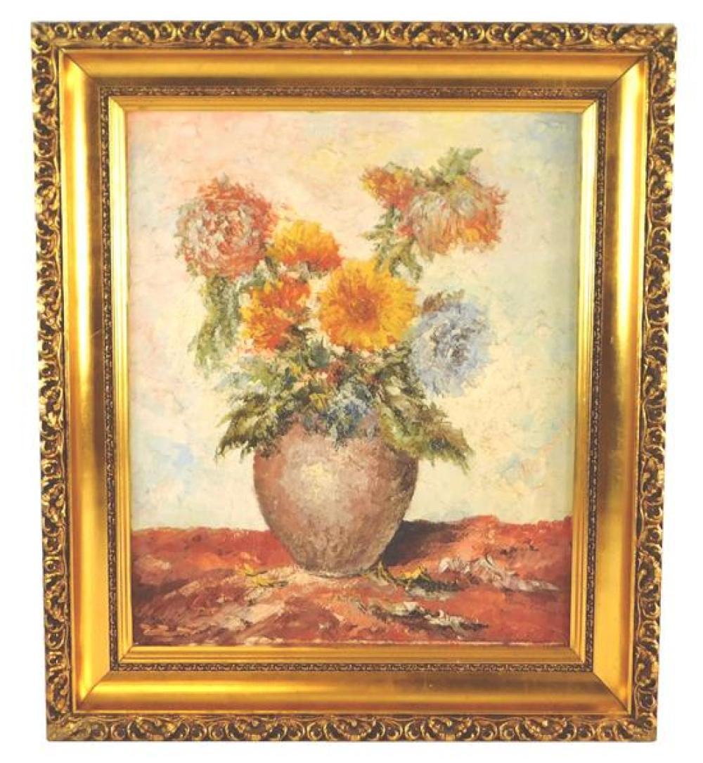 Appraisal: Impasto floral still life in gilt frame oil on canvas