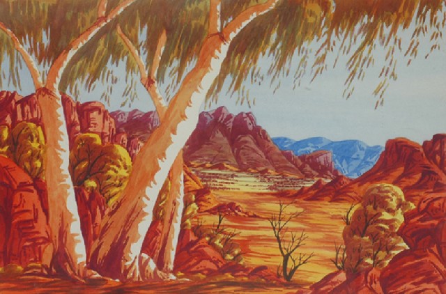 Appraisal: Ewald Namatjira - Valley View with Three Gums in Foreground