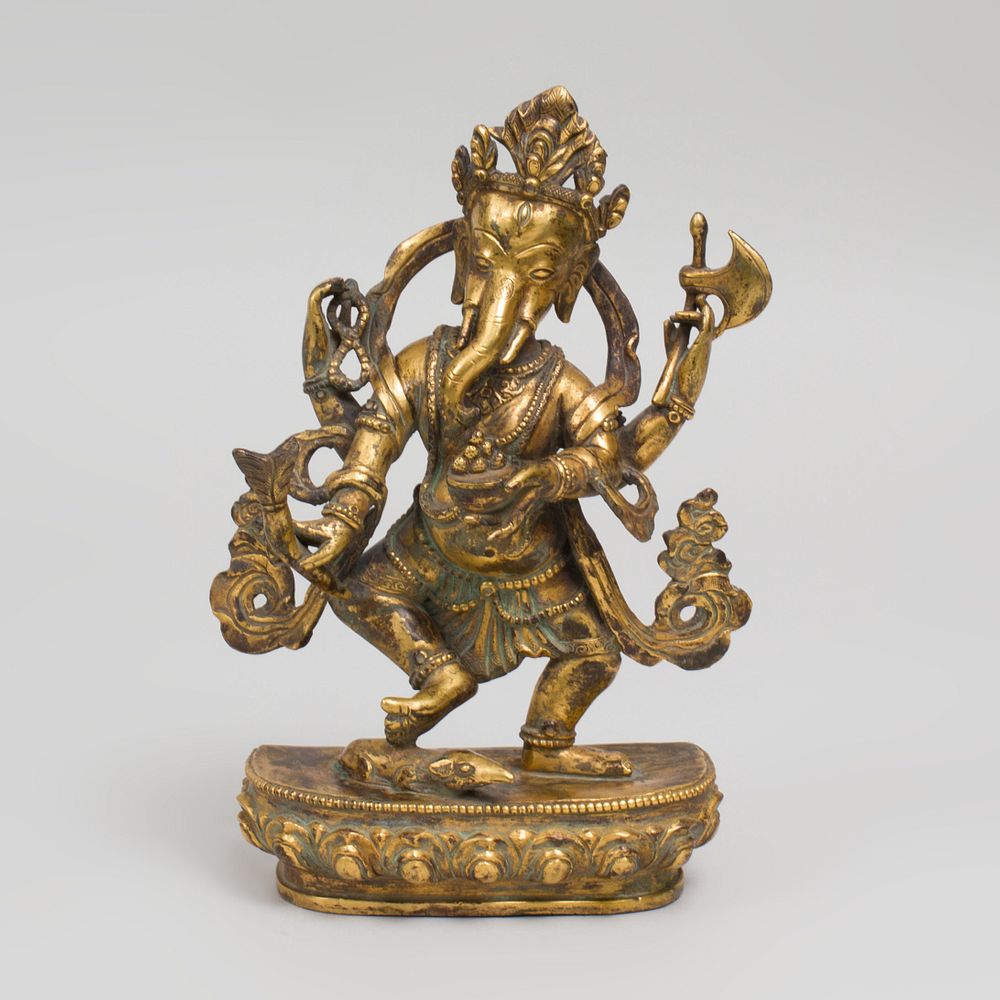 Appraisal: Indian Gilt Bronze Figure of Ganesh in high Condition Some