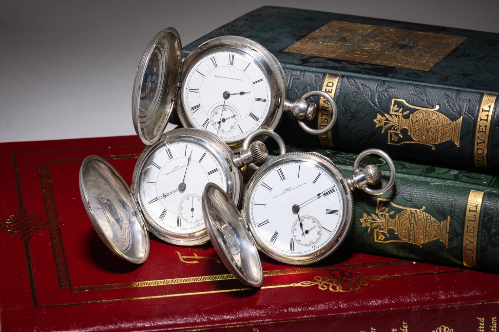 Appraisal: THREE COIN SILVER HUNTING CASE POCKET WATCHES American late th