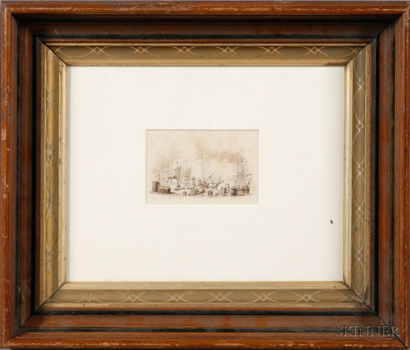 Appraisal: Attributed to David Claypoole Johnston Pennsylvania Massachusetts - Harbor Scene